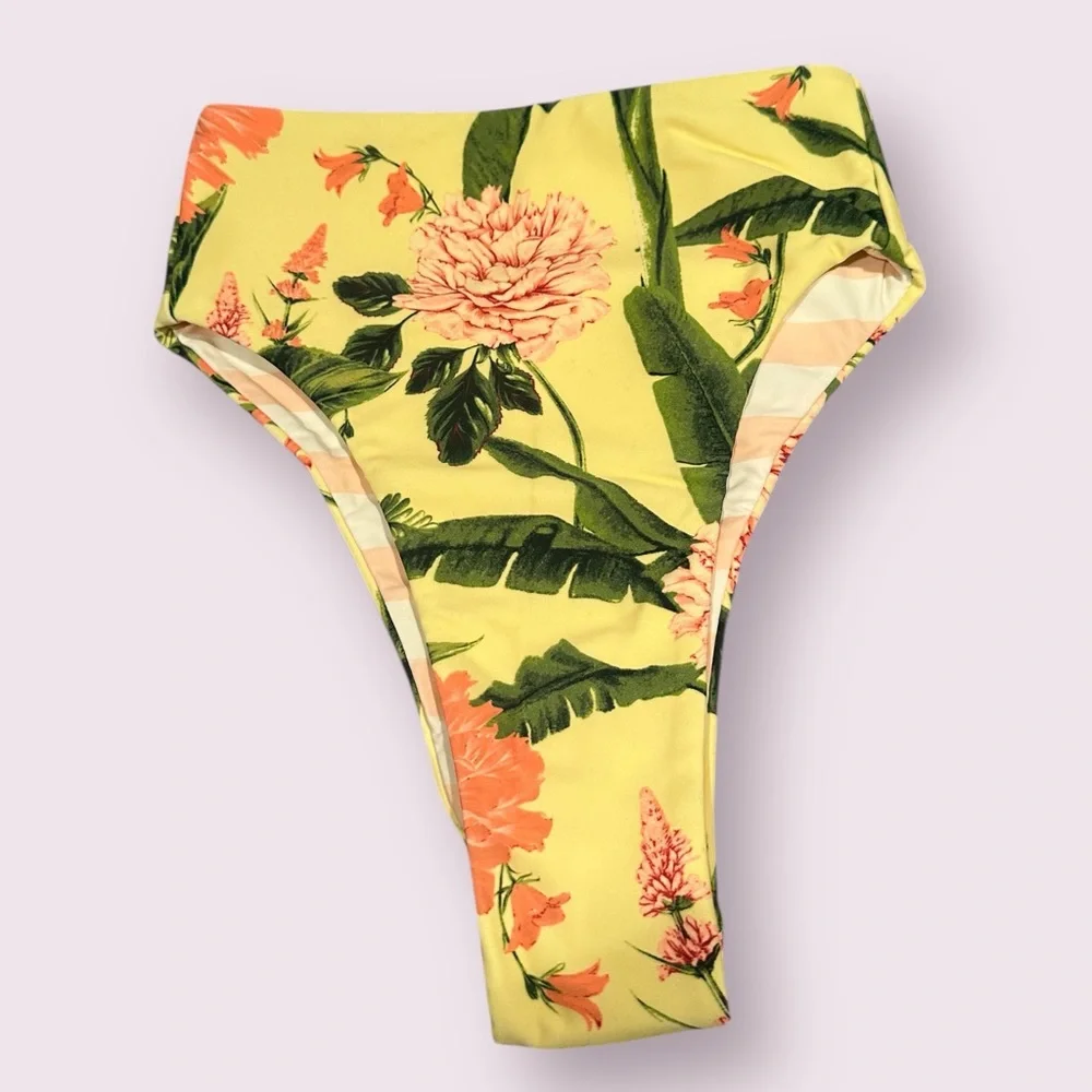 Women's Target Aguabendita Tropical  Floral Yellow Bikini Set Size XXS - Picture 9 of 12
